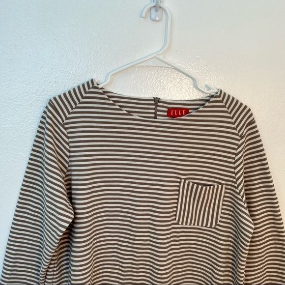Elle Boatneck Top Beige White Stripes - Picture 2 of 9
